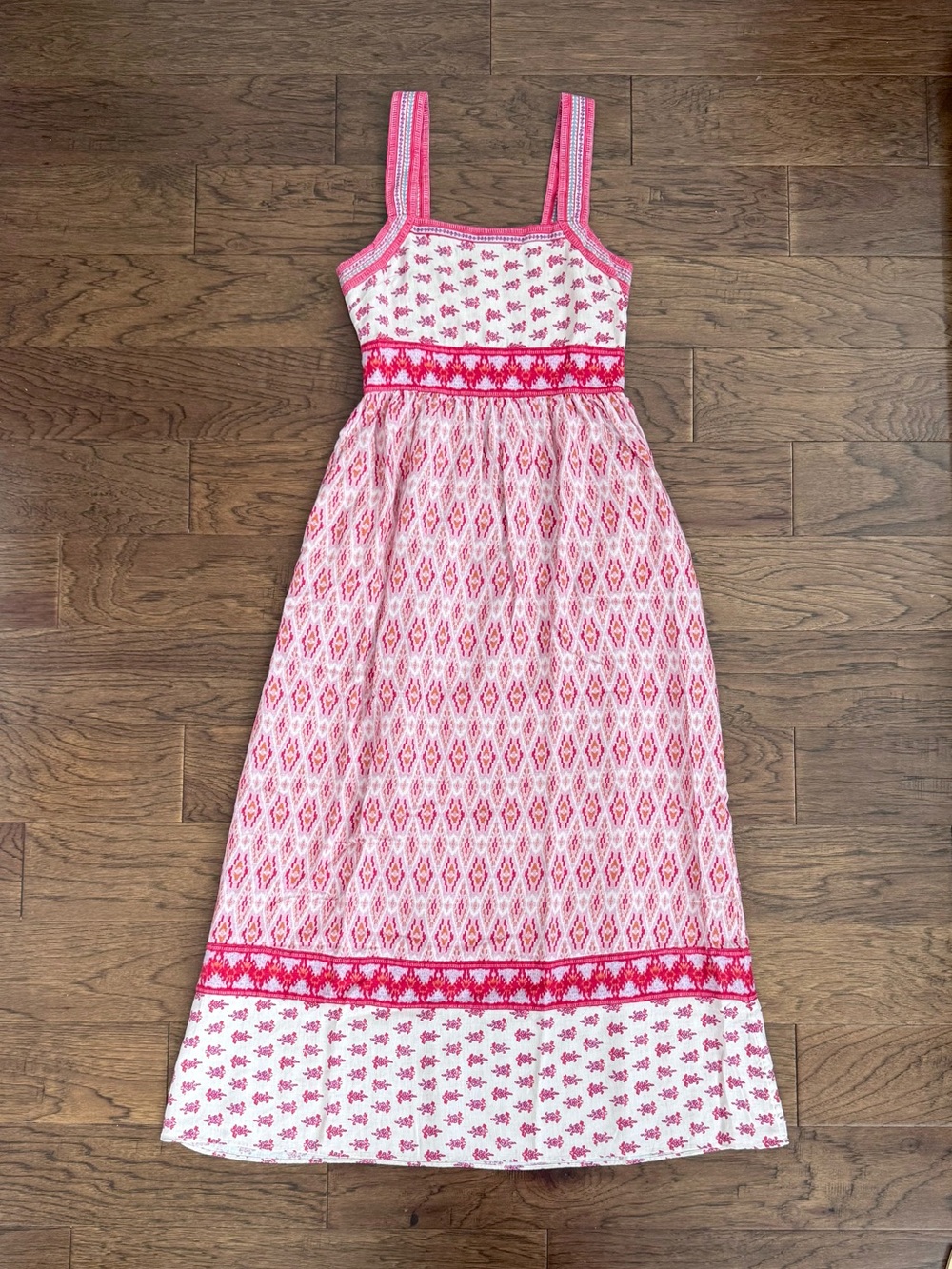 NWT Faherty Gracie Dress Clara Ikat Pink Print Maxi Dress Size Small